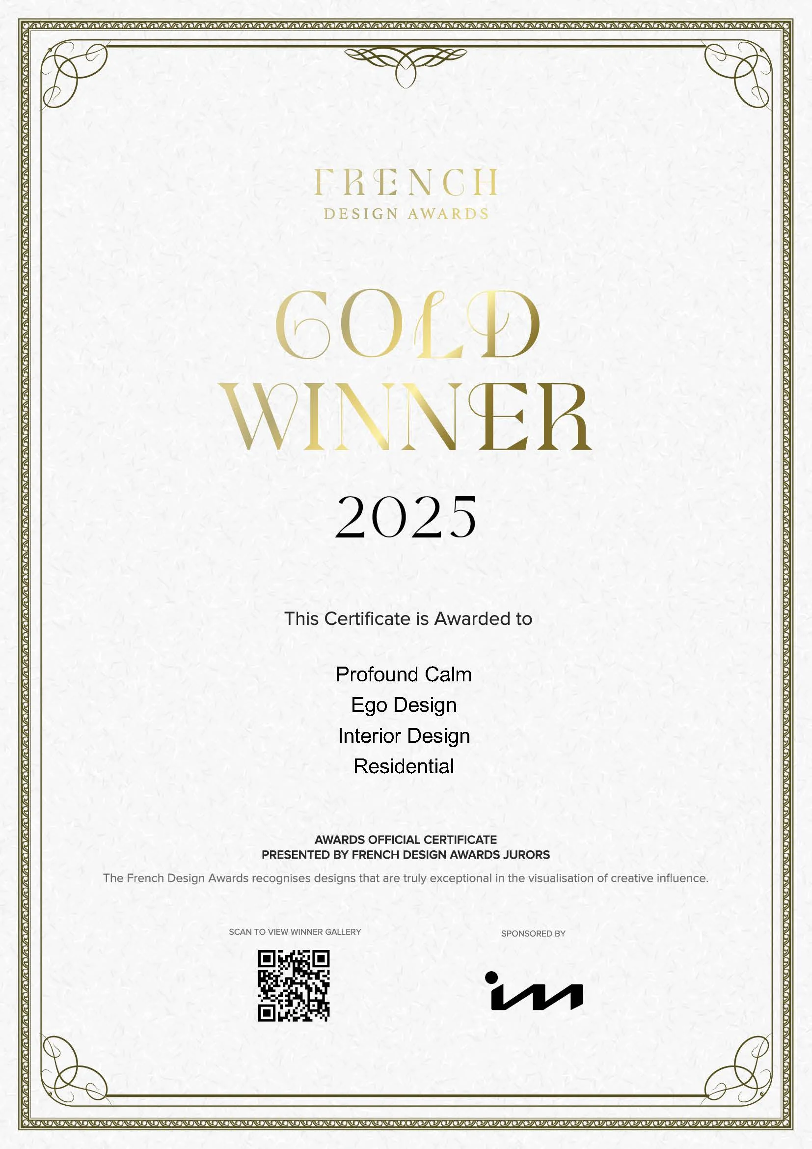 French Design Awards E Certificate